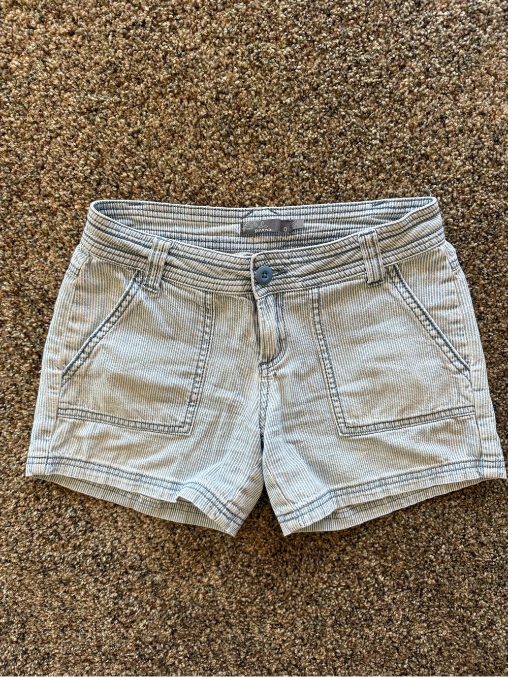 Prana Light Blue Striped Shorts